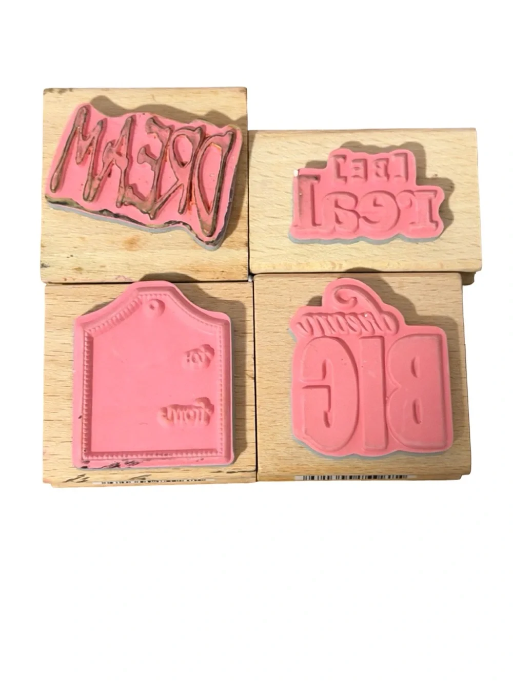 Wood Mounted Rubber Stamp Set Dream Big Tags Scrapbooking